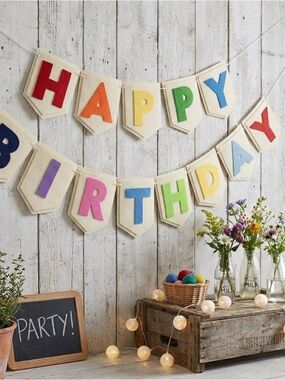 Felt Happy Birthday Banner, Rainbow Party Garland